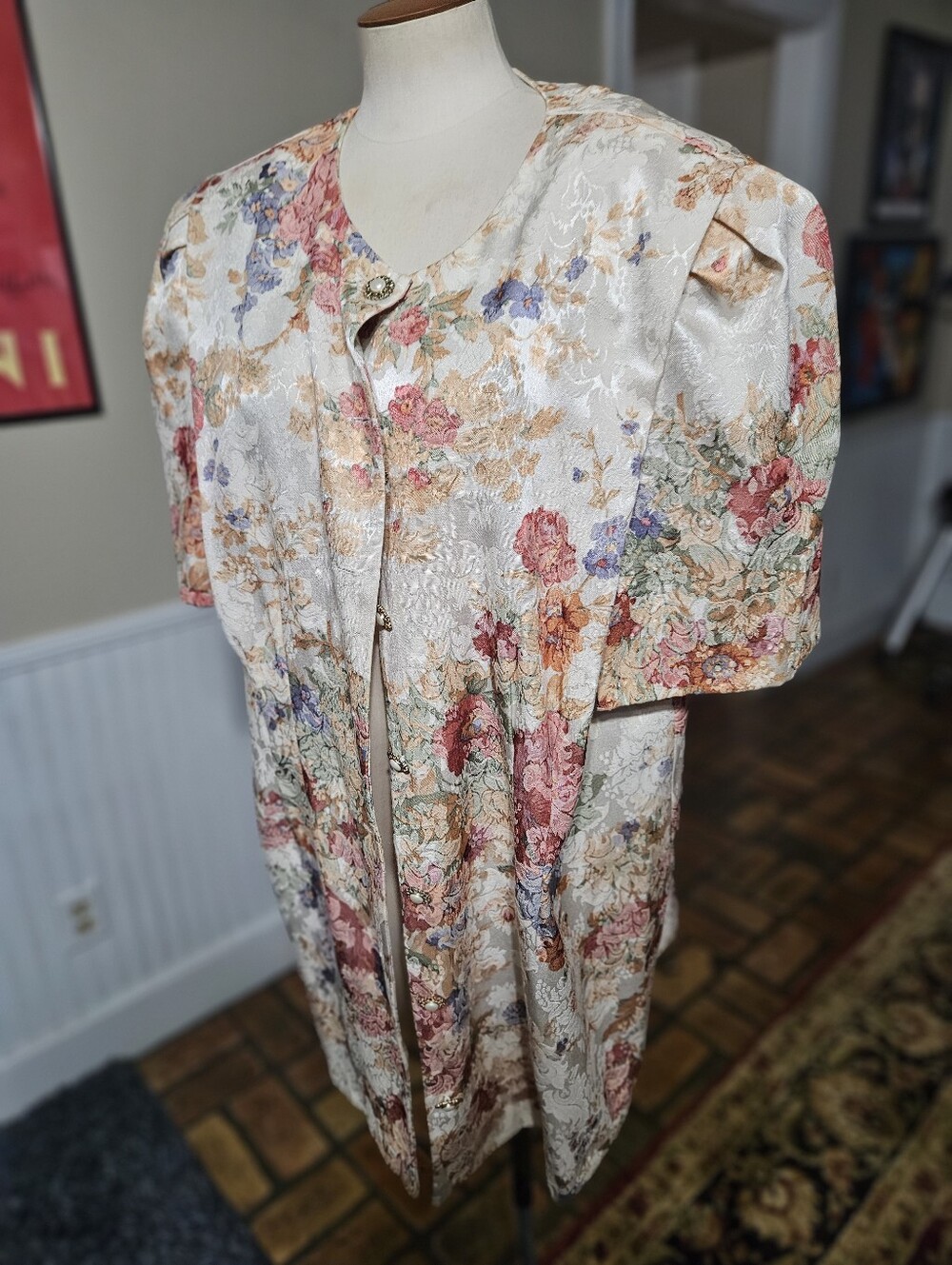 VTG 80s More Jazz Floral Long Jacket Size 20